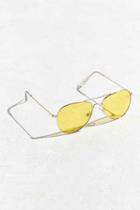 Urban Outfitters Yellow Lens Classic Aviator Sunglasses,gold,one Size