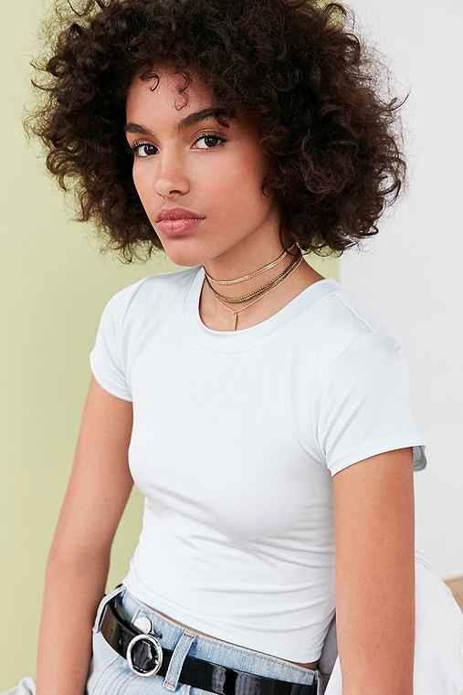 Urban Outfitters Silence + Noise Virtual Babe Crop Tee,sky,s