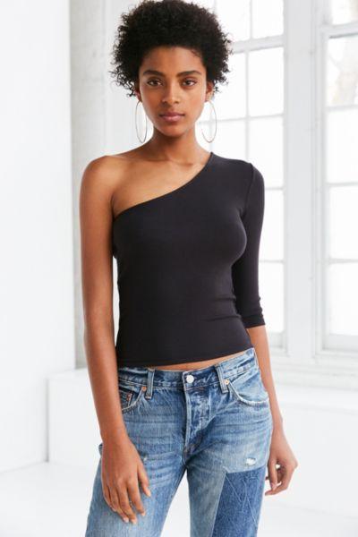 Silence + Noise Shelby One Shoulder 3/4-sleeve Tee