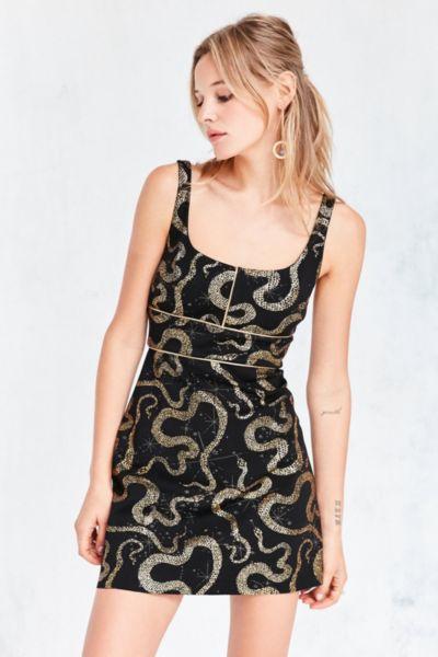Urban Outfitters Ecote Metallic Boa Print Ponte Mini Dress