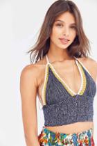 Urban Outfitters Ecote Lexi Crochet Sweater Halter Top,blue Multi,s