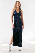 Urban Outfitters Ecote Velvet Scoop-back Maxi Dress,navy,xs