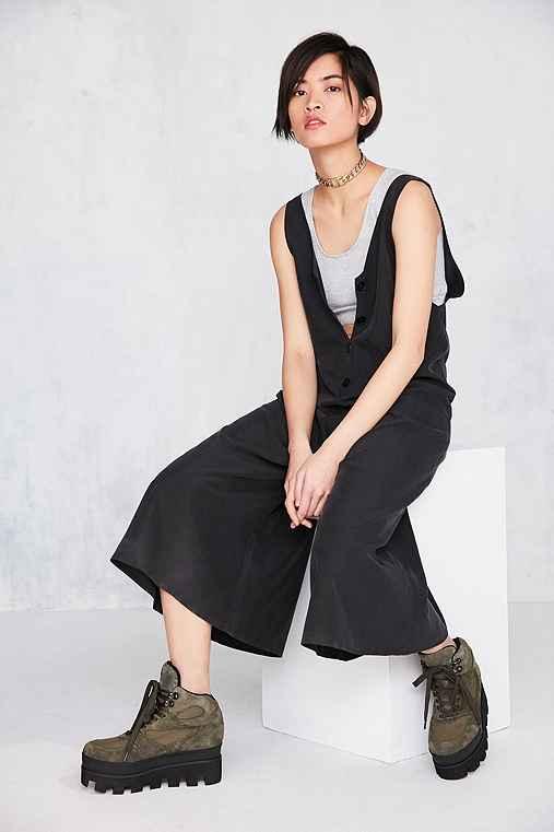Urban Outfitters Silence + Noise Lester Button-front Culotte Romper,black,m