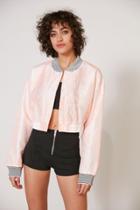 Without Walls Katey Embroidered Parachute Cropped Bomber Jacket