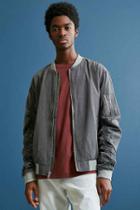 Urban Outfitters Uo Tencel Ruched Sleeve Bomber Jacket,grey,m