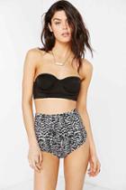 Urban Outfitters Out From Under Printed Ruched High-waisted Bikini Bottom,washed Black,s