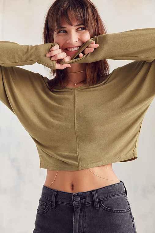 Urban Outfitters Kimchi Blue Brynn Ruched-back Long-sleeve Tee,green,xs