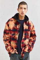 Urban Outfitters Uo Bleached Hooded Flannel Button-down Shirt