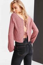 Urban Outfitters Kimchi Blue Jessie Tie-back Cropped Sweater,red,m
