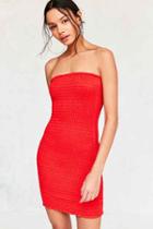 Urban Outfitters Kimchi Blue Smocked Tube Bodycon Dress,red,m