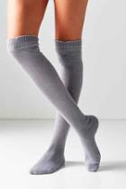 Urban Outfitters Out From Under Ruffled Cuff Thigh High Sock,dark Grey,one Size
