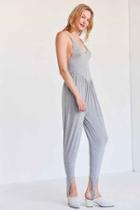 Urban Outfitters Silence + Noise Stir It Up Stirrup Jumpsuit,light Grey,m