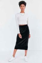 Urban Outfitters Silence + Noise Velvet Pull-on Column Midi Skirt,black,xs