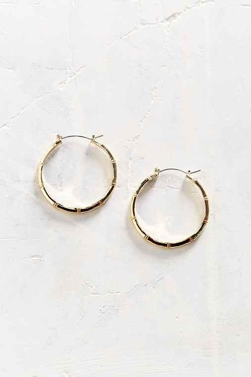 Urban Outfitters Sterling Silver + 18k Gold Bamboo Hoop Earring,gold,one Size