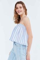 Urban Outfitters Kimchi Blue Billie Smocked Strapless Top,blue Multi,s