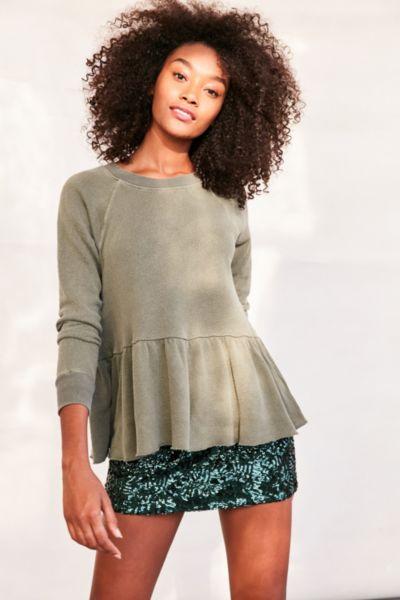 Truly Madly Deeply Clean Sweep Long-sleeve Peplum Tee