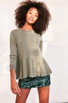 Truly Madly Deeply Clean Sweep Long-sleeve Peplum Tee