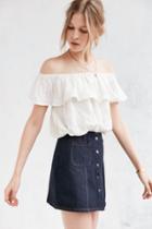 Urban Outfitters Kimchi Blue Ruffle Off-the-shoulder Cropped Top