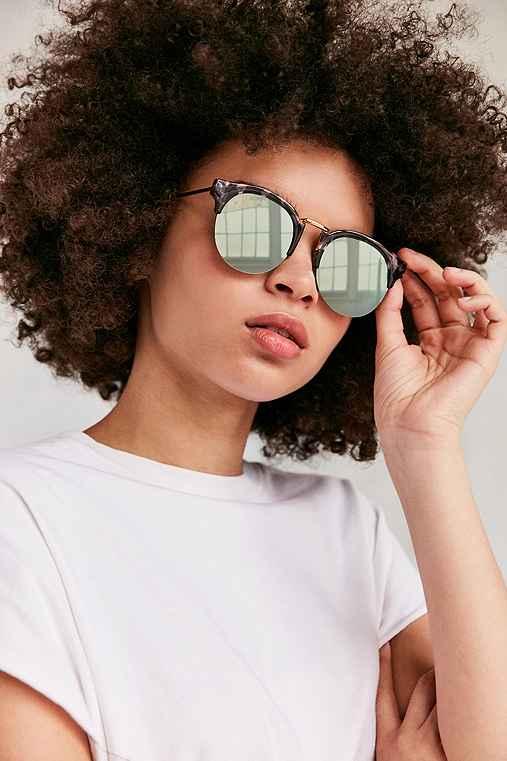 Urban Outfitters Poolside Half-frame Sunglasses,green,one Size