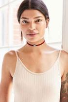 Urban Outfitters Flower Charm Choker Necklace,maroon,one Size