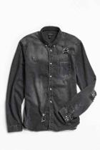 Urban Outfitters Uo Stevens Destructed Denim Button-down Shirt,black,xl