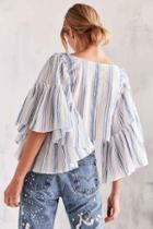Urban Outfitters Kimchi Blue Raine Bell-sleeve Blouse,blue Multi,xs