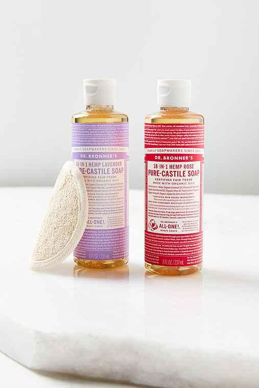 Urban Outfitters Dr. Bronner's Pure-castile Liquid Soap + Loofah Set,rose + Lavender,one Size