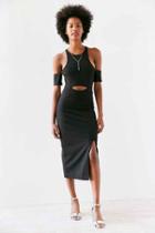 Urban Outfitters Finders Keepers Leon Cutout Cold Shoulder Bodycon Midi Dress,black,l