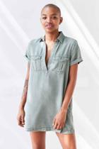 Urban Outfitters Bdg Washed Military Mini Shirt Dress,olive,l