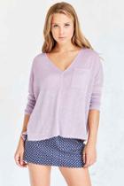 Urban Outfitters Bdg Blake V-neck Pocket Pullover Sweater,purple,l