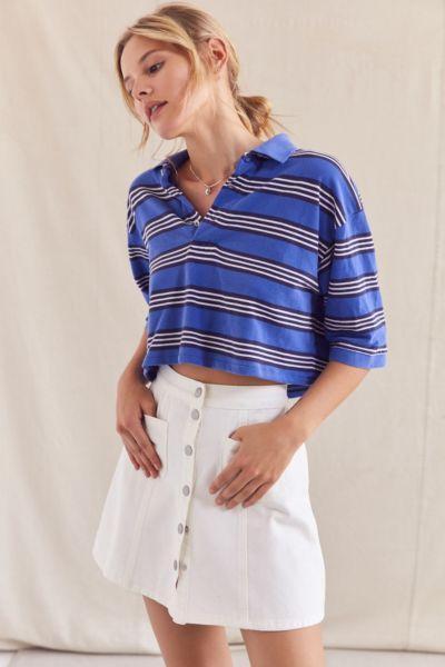 Urban Outfitters Urban Renewal Recycled Cropped Short Sleeve Polo Shirt