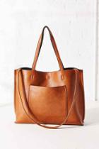 Urban Outfitters Reversible Vegan Leather Tote Bag,honey,one Size