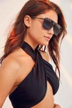 Urban Outfitters Quay Star Gaze Shield Sunglasses,black,one Size
