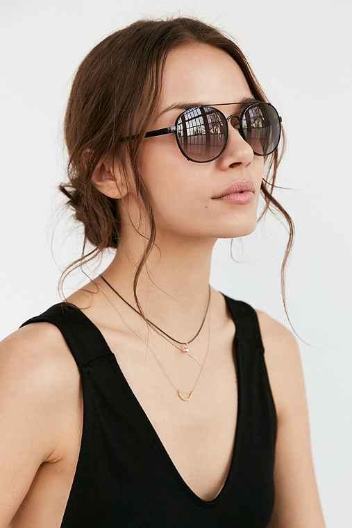 Urban Outfitters Beach Babe Rounded Aviator Sunglasses,black,one Size