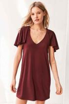 Urban Outfitters Silence + Noise Whitney Strong Shoulder Dress,maroon,xs