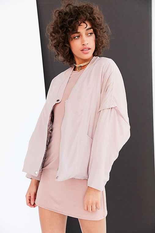 Urban Outfitters Kimchi Blue Josephina Reversible Dolman-sleeve Bomber Jacket,pale Pink,xs