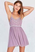 Urban Outfitters Kimchi Blue Snow Queen Embellished Mini Dress,mauve,4