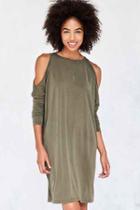 Urban Outfitters Silence + Noise Cold Shoulder Cocoon Mini Dress,olive,xs