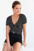 Urban Outfitters Project Social T Sara Tie-front Top,black & White,xs