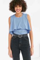 Urban Outfitters Ecote Flutter Overlay Muscle Tee,blue,m