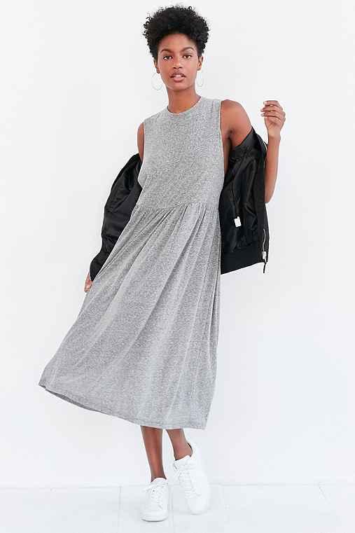 Urban Outfitters Truly Madly Deeply Babydoll Muscle Tee Midi Dress,grey,xs/s