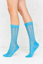 Urban Outfitters Out From Under Open Work Zig Zag Stripe Sock,blue,one Size