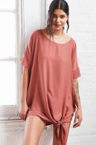 Urban Outfitters Silence + Noise Knotted Hem Dolman Tee Mini Dress,rust,m