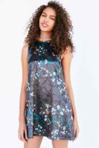 Urban Outfitters Kimchi Blue Carmine Satin Frock Mini Dress,black Multi,m