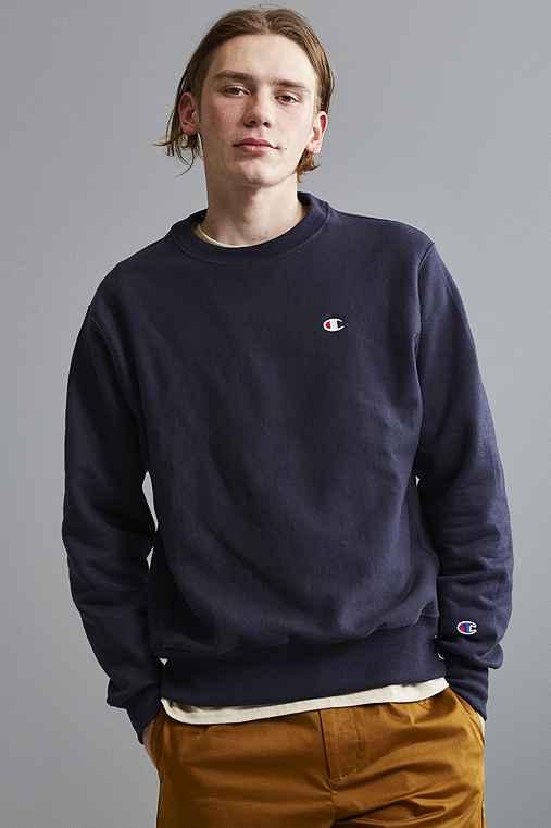 Urban Outfitters Champion Reverse Weave Fleece Crew Neck Sweatshirt,navy,m