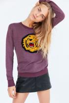 Truly Madly Deeply Embroidered Tiger Pullover Sweatshirt