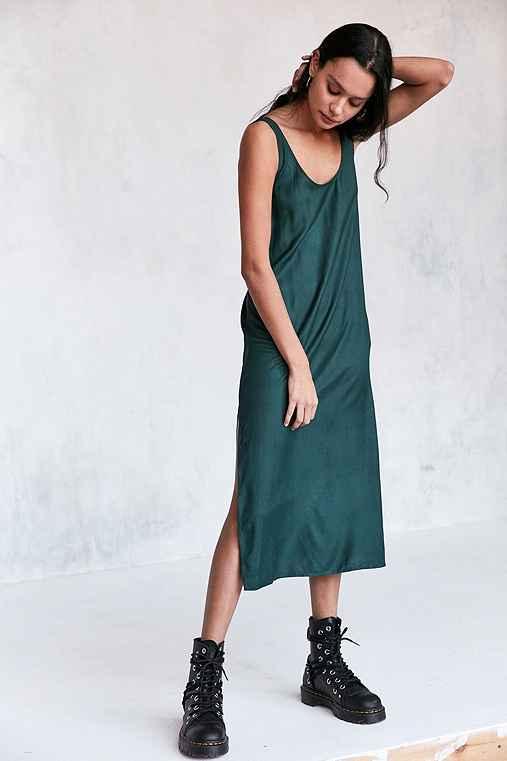 Urban Outfitters Cooperative Daphne Scoop-back Midi Slip Dress,dark Green,s