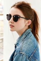 Urban Outfitters Skylar Half-frame Sunglasses,black,one Size
