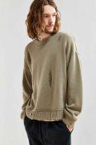 Urban Outfitters Uo Distressed Modern Crew Neck Sweater,taupe,xl