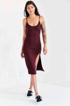 Urban Outfitters Silence + Noise Thigh-slit Midi Slip Dress,maroon,xs